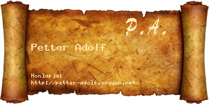 Petter Adolf névjegykártya